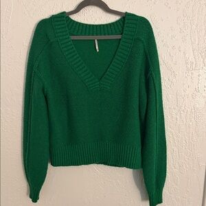 Free People Emerald V-Neck Women's Sweater